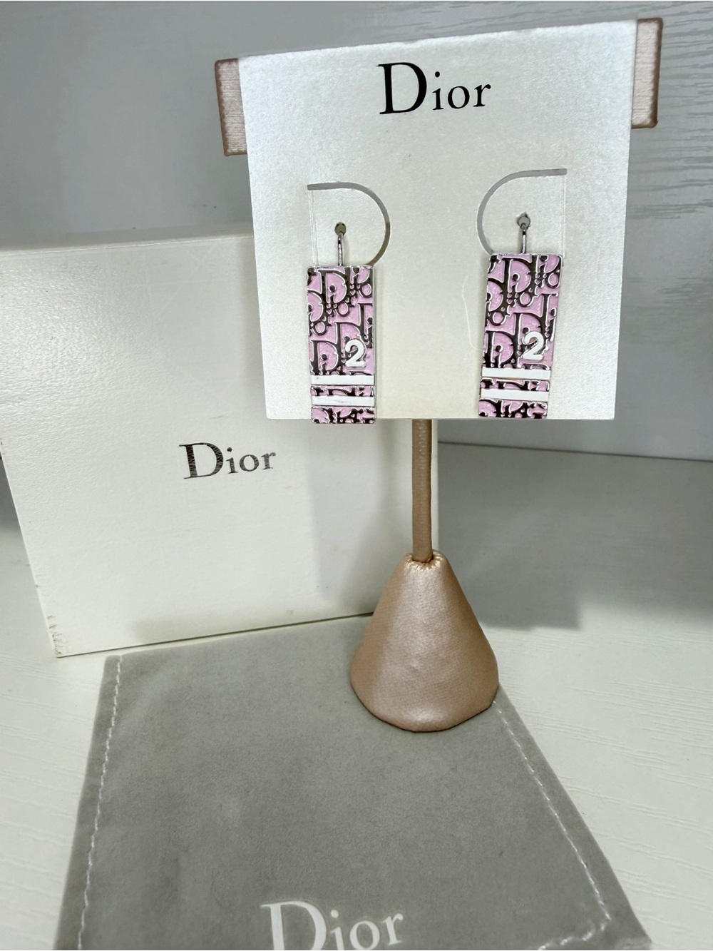 Dior Pink Trotter Drop Earrings - Picture 2 of 8